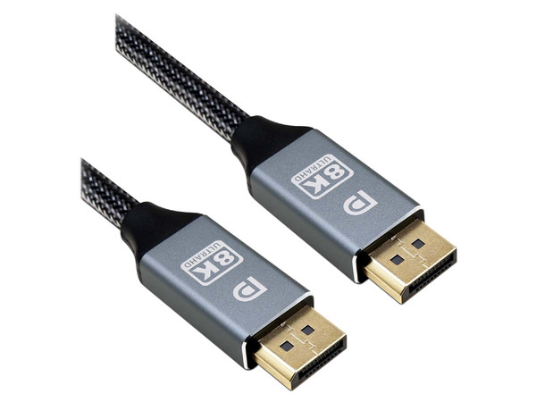 Cable de Video DisplayPort BRobotix (M-M) de 2 Metros, Soporta 8K, Color Negro.