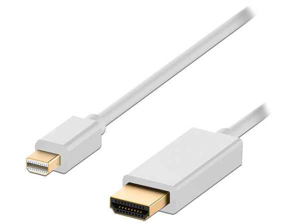 Cable de Video Brobotix de Conectar Mini DisplayPort a HDMI, 4K, 1.8m. Color Blanco.