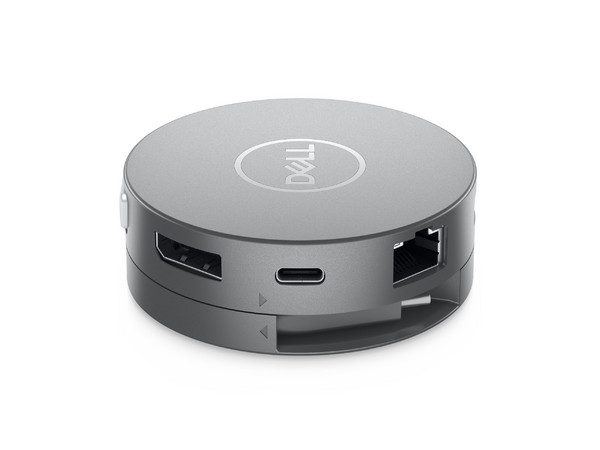 Adaptador DELL DA310, Conector USB-C, Multipuerto, Compatible con HDMI, VGA, USB y RJ45. Color Gris.