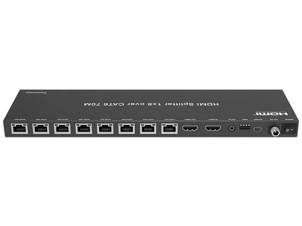 Divisor Splitter HDMI de 1 Entrada y 8 Salidas EPCOM EPC-SP918C70, Resolución Ultra HD 4K, Hasta 70m en 1080P, De HDMI A RJ-45 Cat6. Color Negro.
