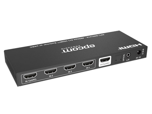 Divisor Splitter Epcom EPC-SWC41A, 1 Puertos HDMI de Salida, 4 Puertos HDMI 2.1 de Entrada, 8K 60Hz, 48Gbps. Color Negro.