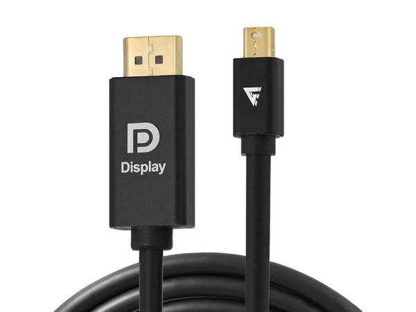 Cable Game Factor MDTD400 Mini DisplayPort a DisplayPort 4K, 2m, chapado en oro 24K, color negro.