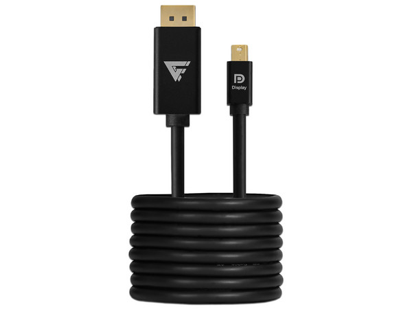 Cable Game Factor MDTD400 Mini DisplayPort a DisplayPort 4K, 2m, chapado en oro 24K, color negro.