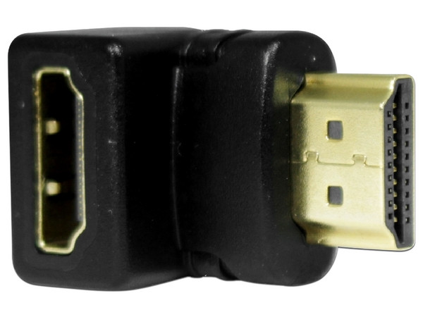 Adaptador de Vídeo GHIA ADAP-6 de HDMI (M-H) en ángulo de 90 grados. Color Negro.