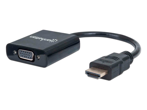 Convertidor HDMI 1.3 (Macho) a VGA (Hembra) de 30cm. Color Negro.