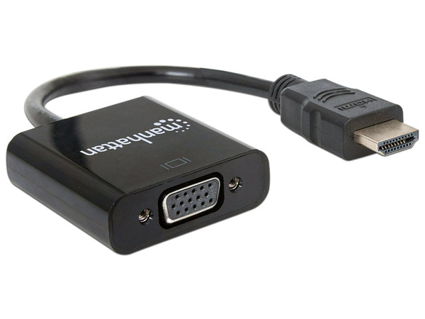 Convertidor HDMI 1.3 (Macho) a VGA (Hembra) de 30cm. Color Negro.
