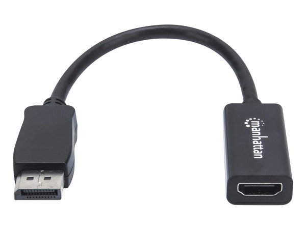 Adaptador de cable de video Manhattan 151634 de DisplayPort (Macho) a HDMI (Hembra), 15 cm. Color Negro