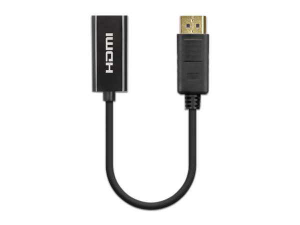 Adaptador Pasivo Manhattan de DisplayPort Macho a HDMI Hembra. Color Negro.