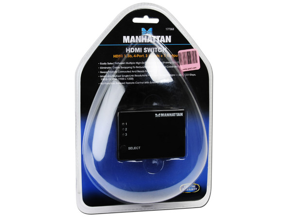 Switch Manual Manhattan HDMI, 3 entradas y 1 salida