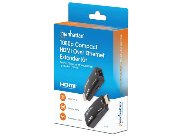Kit Extensor de Video MANHATTAN 207539 HDMI por cable Cat5/6, alcance hasta 60 metros.
