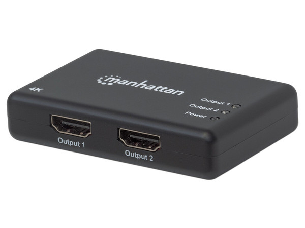 Video Splitter HDMI 1.4 Manhattan de 2 puertos, 4k 30Hz. Color Negro.