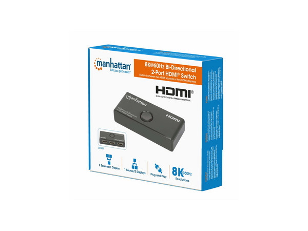 Switch HDMI MANHATTAN 207997, 3 Puertos HDMI Hembra. Color Negro.