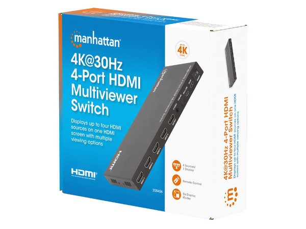 Divisor De Video HDMI Manhattan, 4x HDMI, Resolución 3840x2160 4K.