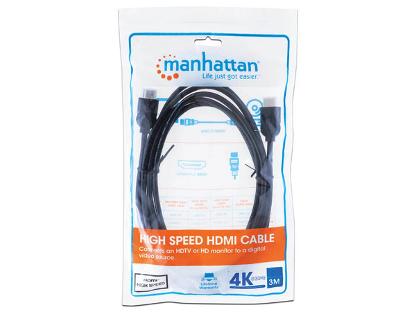 Cable de video Manhattan, HDMI 1.4 (M-M) de 3m. Color Negro.