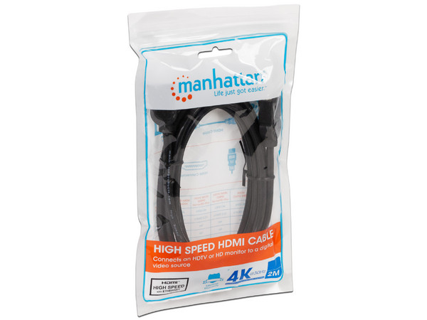 Cable de video Manhattan, HDMI 1.4 (Macho-Macho) de 2m. Color Negro.