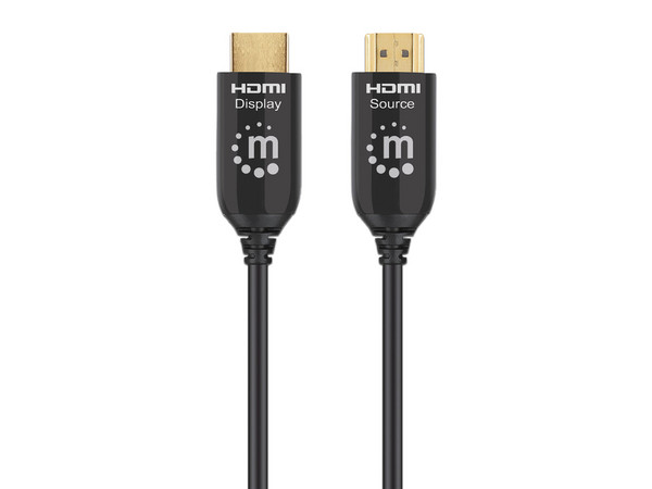 Cable de Video Manhattan 356183, HDMI 2.1 (M-M) de 20m, Enchapado en Oro, 4K 120Hz. Color Negro.