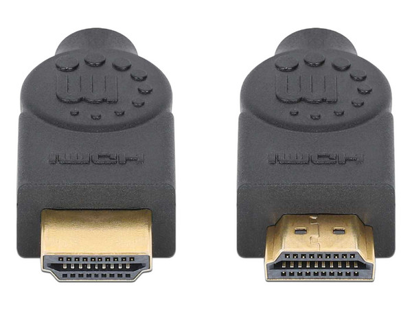 Cable HDMI 2.0 Manhattan 356947 (M-M) de 1 Metros, 4K 60Hz, Enchapado en Oro. Color Negro.