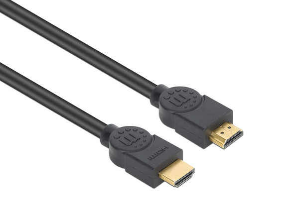 Cable HDMI 2.0 Manhattan 356947 (M-M) de 1 Metros, 4K 60Hz, Enchapado en Oro. Color Negro.