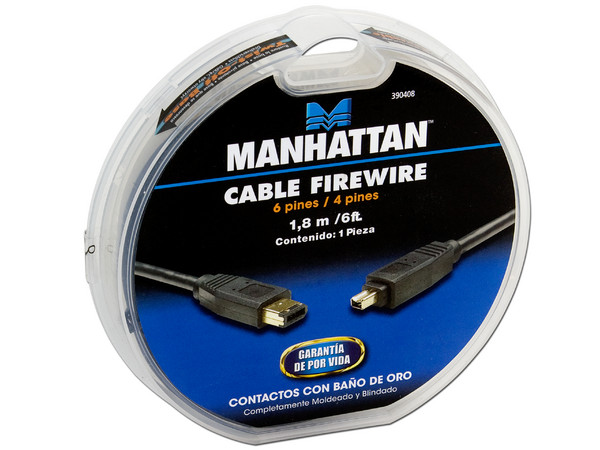 Cable Manhattan FireWire de 6 pines a 4 pines, 1.8m.