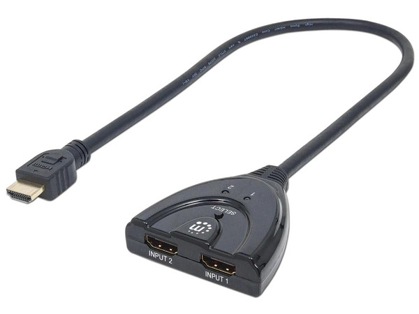 Switch de video Manhattan de 2 puertos HDMI con interruptor.