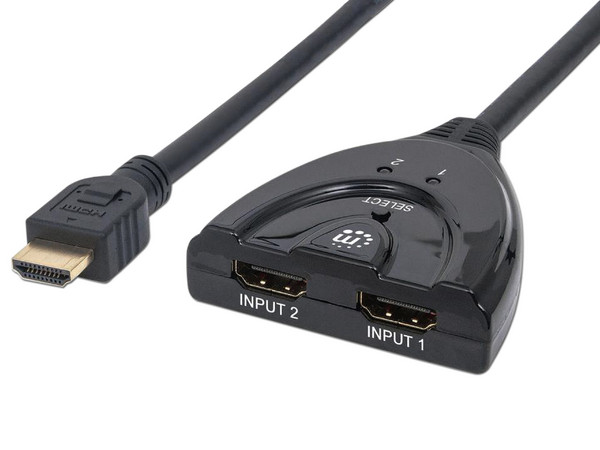 Switch de video Manhattan de 2 puertos HDMI con interruptor.
