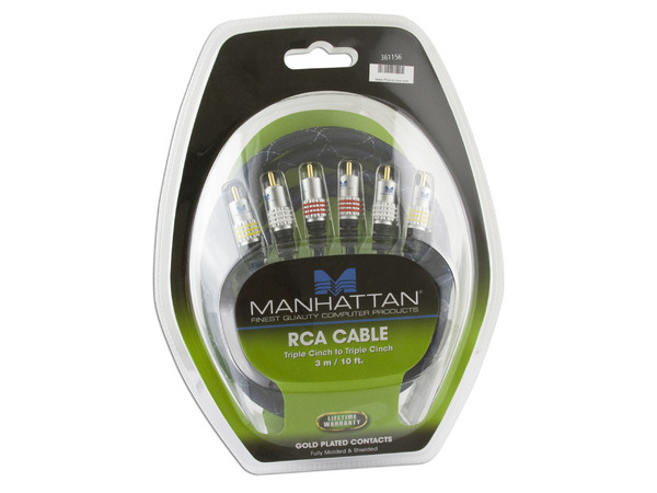 Cable de Audio y Video RCA 3 conectores a 3 conectores RCA, azul, 3m