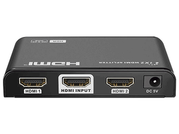 Divisor Splitter HDMI de 1 Entrada y 2 Salidas SAXXON LKV312HDR-V2.0, Resolucion Ultra HD 4K, Hasta 10m, Color Negro.