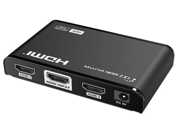 Divisor Splitter HDMI de 1 Entrada y 2 Salidas SAXXON LKV312HDR-V2.0, Resolucion Ultra HD 4K, Hasta 10m, Color Negro.