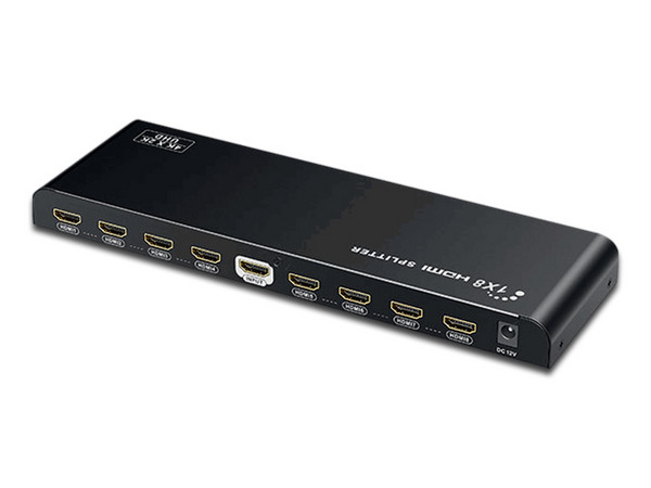 Divisor Splitter HDMI de 1 Entrada y 8 Salidas Saxxon, Resolucion Ultra HD 4K, Hasta 10m, Color Negro.