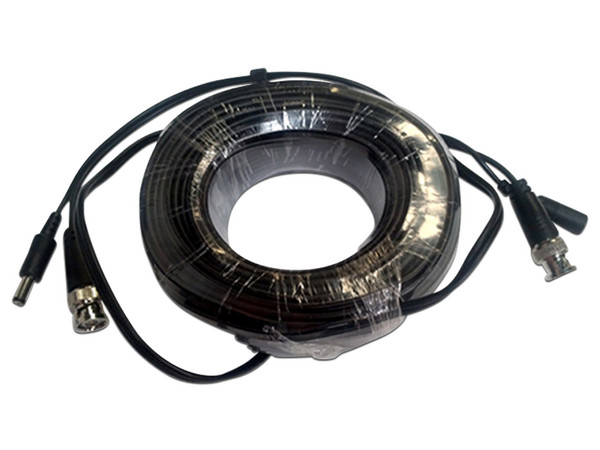 Cable Saxxon WB01-50C de video y energía, Conector BNC (M) y DC(M) A BNC (M) y DC(H), 26AWG, 50m. Color Negro.