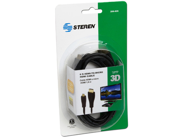 Cable de video HDMI a micro HDMI M-M, 1.8m.  