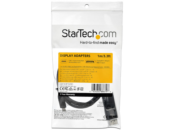 Cable Adaptador USB-C a DisplayPort 1.2, 1.2m.