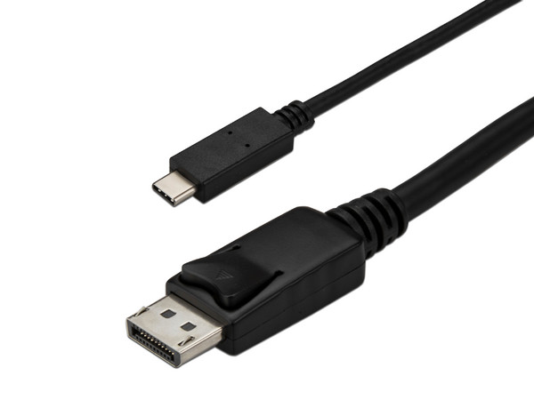 Cable adaptador Startech de USB-C (macho) a DisplayPort (macho), 1.8m. Color negro.