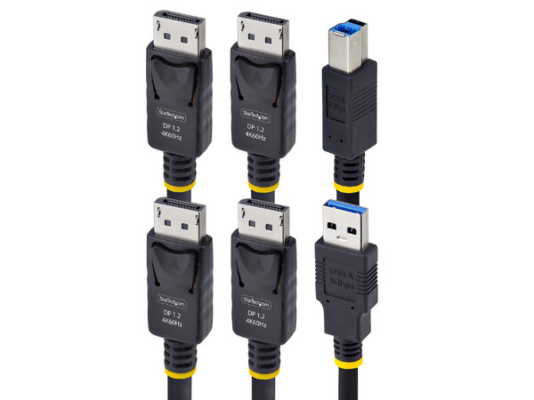 Cable KVM DisplayPort Doble Pantalla con USB 3.0, 5 Gbps, 1.8 m, 4K 60 Hz, Combinado DP 1.2/USB 3.0, Universal, Compatible con Conmutadores KVM para Dos Monitores.