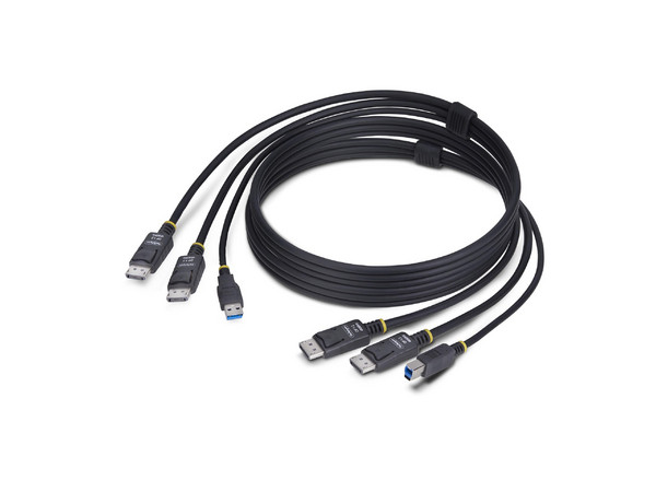 Cable KVM DisplayPort Doble Pantalla con USB 3.0, 5 Gbps, 1.8 m, 4K 60 Hz, Combinado DP 1.2/USB 3.0, Universal, Compatible con Conmutadores KVM para Dos Monitores.