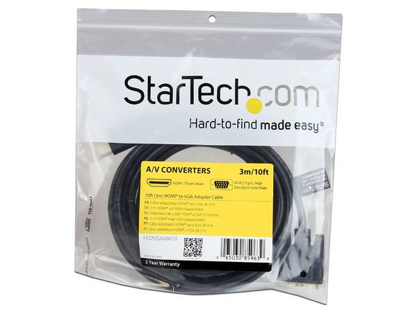Cable Convertidor StarTech HDMI a VGA, Conector HDMI (M) a VGA (M), 3m.