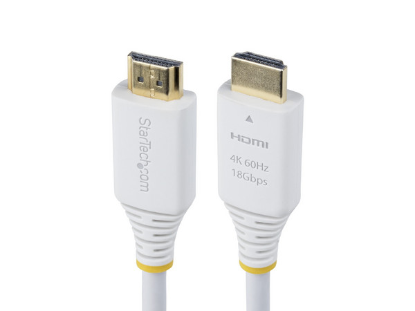 Cable HDMI Premium, Certificado, Alta Velocidad, 3 m, UHD 4K 60Hz/1440p 144Hz, HDR10, HDCP 2.2, ARC, 18 Gb, Recubrimiento de TPE, Color Blanco.
