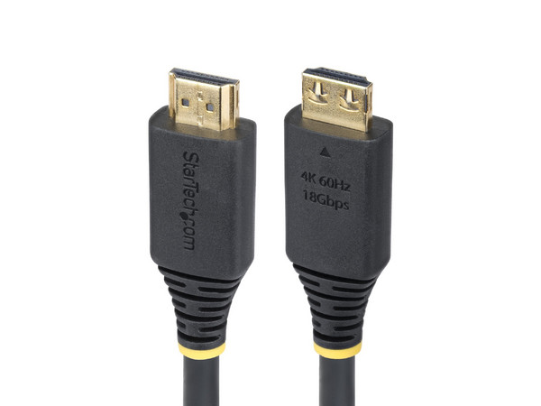 Cable de Video HDMI 2.0 (M-M) StarTech HDMI2-CABLE-GRIP-3M, 4K 60Hz, Chapado en Oro, 3m, Conector con Agarre, Color Negro.