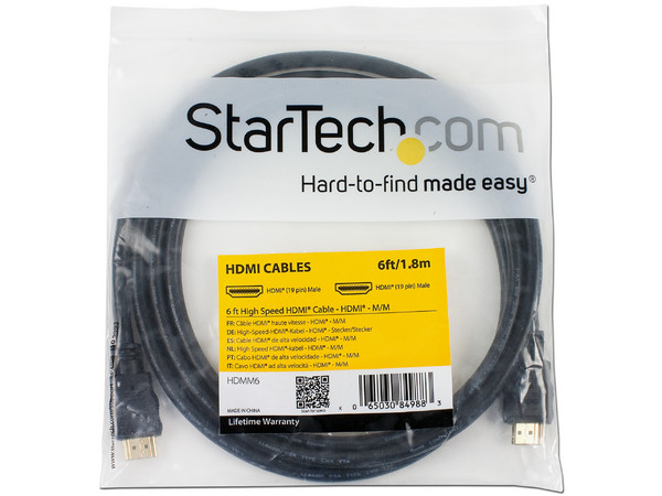 Cable de Video StarTech HDMI 1.4 (Macho-Macho) alta velocidad 4K de 1.8m.
