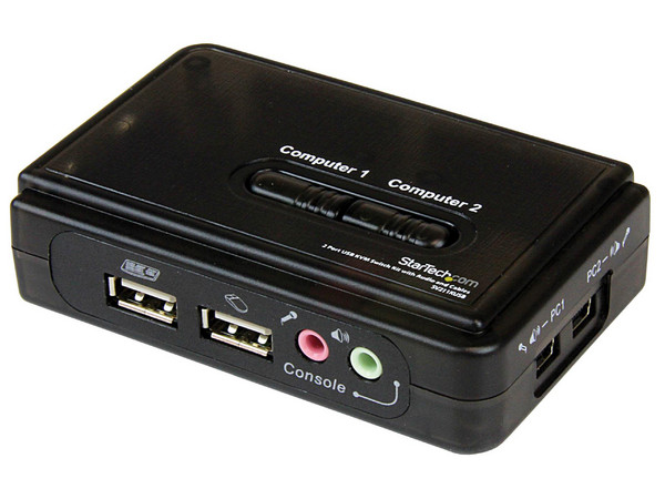 Juego de Conmutador KVM de 2 puertos con todo incluido - USB - Audio y Video VGA