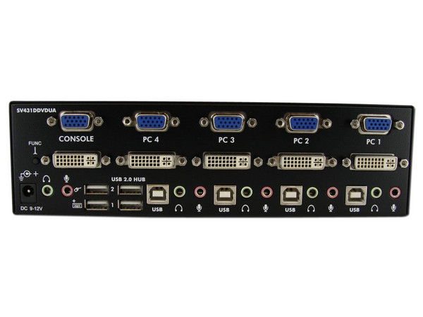Conmutador Switch KVM StarTech para 4 Computadoras y 2 Pantallas, DVI, VGA, Audio, Puertos USB, 1920 x 1440.