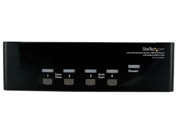 Conmutador Switch KVM StarTech para 4 Computadoras y 2 Pantallas, DVI, VGA, Audio, Puertos USB, 1920 x 1440.