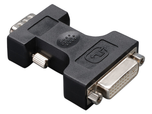 Adaptador de video TrippLite de DVI-I (hambra) a HD15 (VGA)(macho). Color negro.