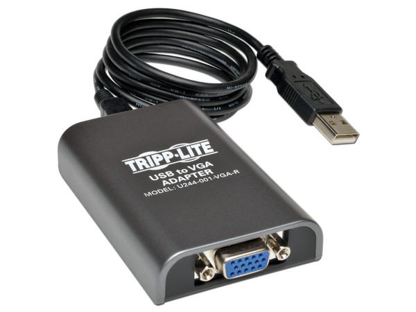 Adaptador TrippLite USB 2.0 a Tarjeta Gráfica Externa de Video VGA Doble, Multi-Monitor.