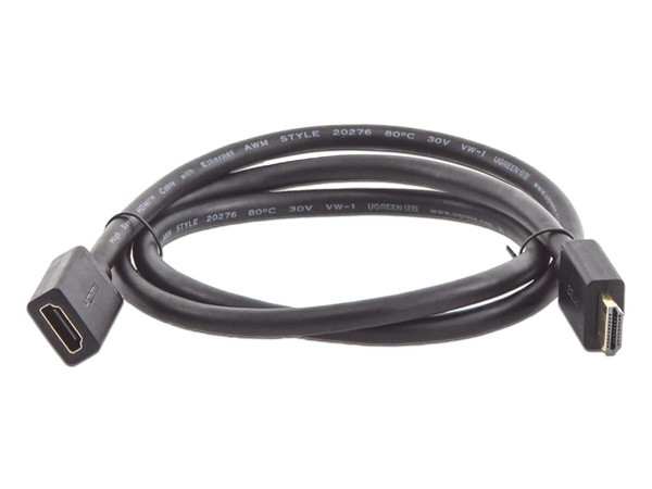 Cable Extensor UGREEN 10141 HDMI a HDMI (M-H), 1 Metro, Color Negro.