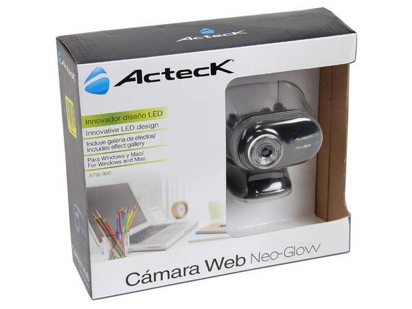 Cámara Web Acteck Neo-Glow ATW-900 con de 1.3MP de resolución y hasta 7.5MP por interpolación, micrófono integrado, USB.