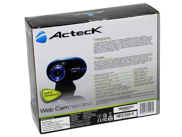 Cámara Web Acteck Neo-Glow ATW-900 con de 1.3MP de resolución y hasta 7.5MP por interpolación, micrófono integrado, USB.