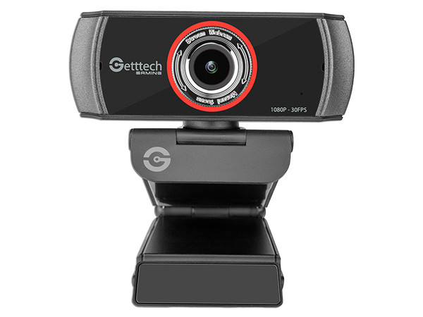 Cámara Web FHD Getttech GPW-FHDMF-G1, Full HD 1080p, micrófono dual estéreo con cancelación de ruido, USB. Color Negro.