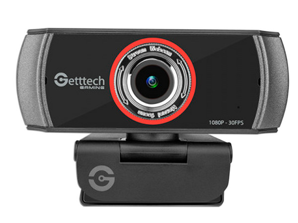Cámara Web FHD Getttech GPW-FHDMF-G1, Full HD 1080p, micrófono dual estéreo con cancelación de ruido, USB. Color Negro.