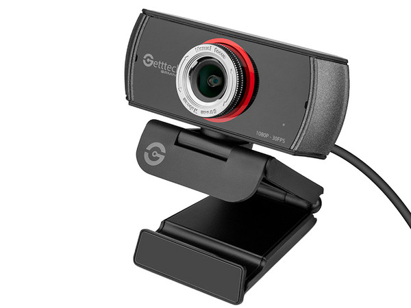 Cámara Web FHD Getttech GPW-FHDMF-G1, Full HD 1080p, micrófono dual estéreo con cancelación de ruido, USB. Color Negro.
